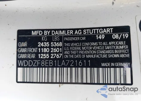 2020 Mercedes-Benz E 350 4Matic из США, поврежденный, VIN WDDZF8EB1LA721611